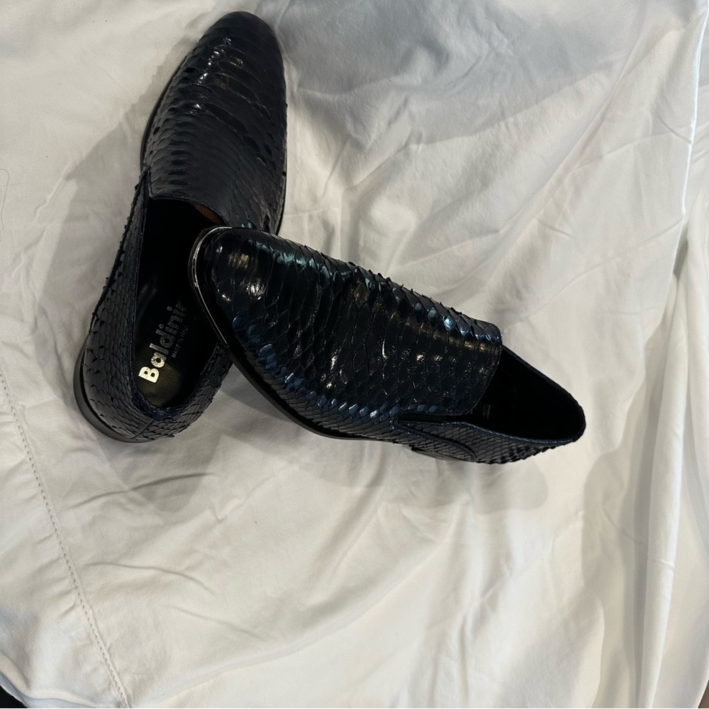 BALDININI Men's Navy Snake Skin Loafers – Made in Italy, Never Worn, Size 9